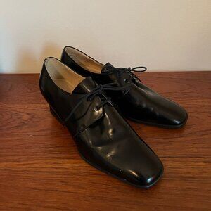 Vintage Black Leather Enzo Angiolini Heeled Oxford Lace Ups - 8 / 8.5